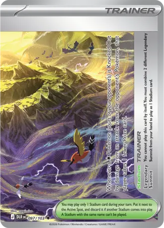 Legendary Summit 097/103, the second half of a two-card Legendary Stadium from Delta Reign